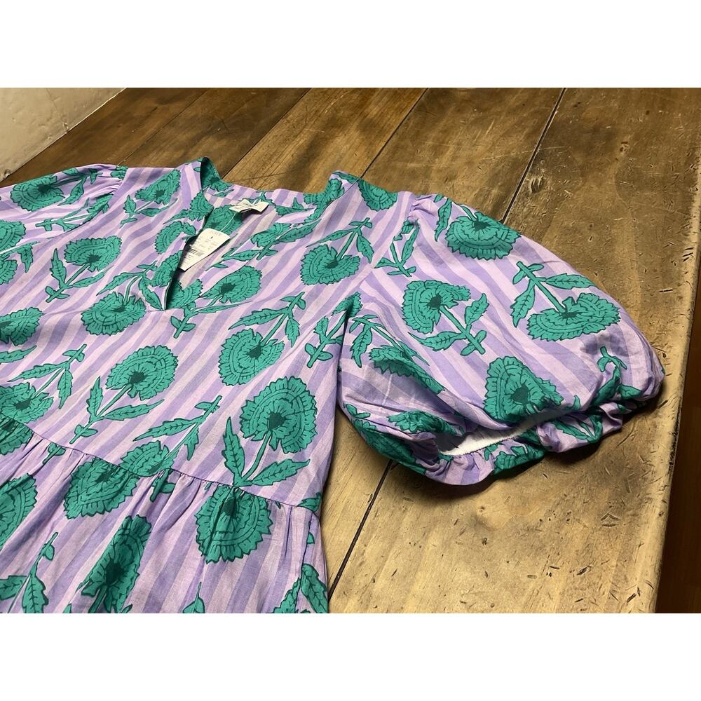 J. Crew Womens Floral Puff Sleeve Tiered Cover Up Sundress Size Medium - Picture 4 of 11